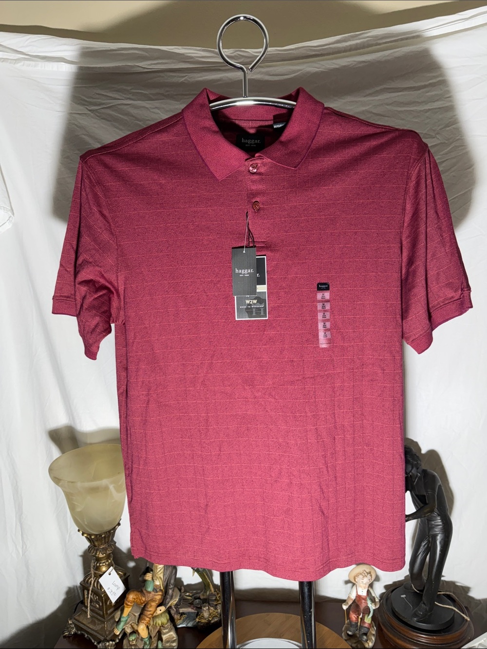 Haggar Men's Burgundy Short-Sleeve Polo